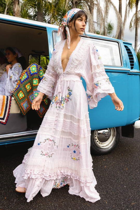 Embroidered maxi dress/duster ...